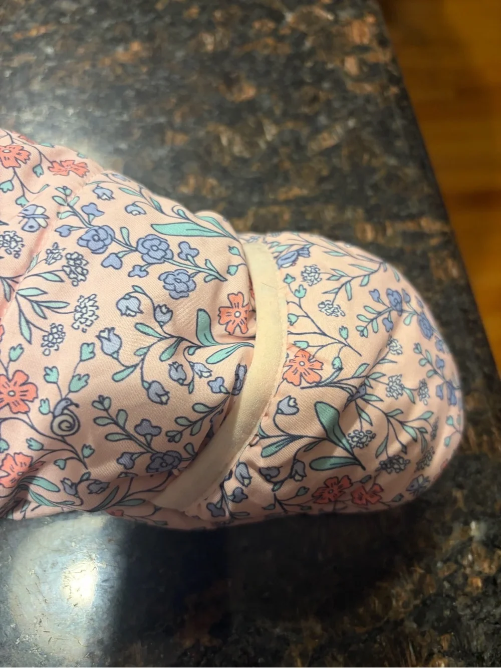 OshKosh B'gosh Pink Floral Puffer Snowsuit with Blue Accents 6-9M Months 2017